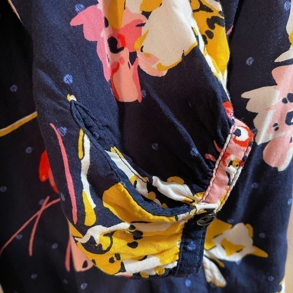 Old Navy Multicolored Lace-up Front Babydoll Tunic Blue Floral dress XL - Picture 7 of 9